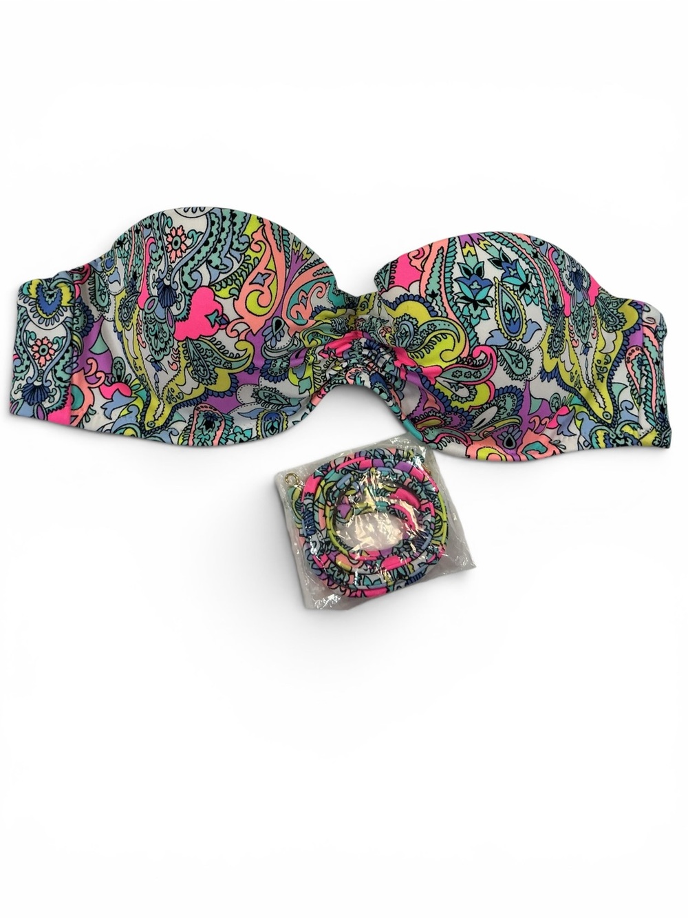 Victoria's Secret Neon Paisley Convertible Underwire Bikini Top
Size 36A NWOT